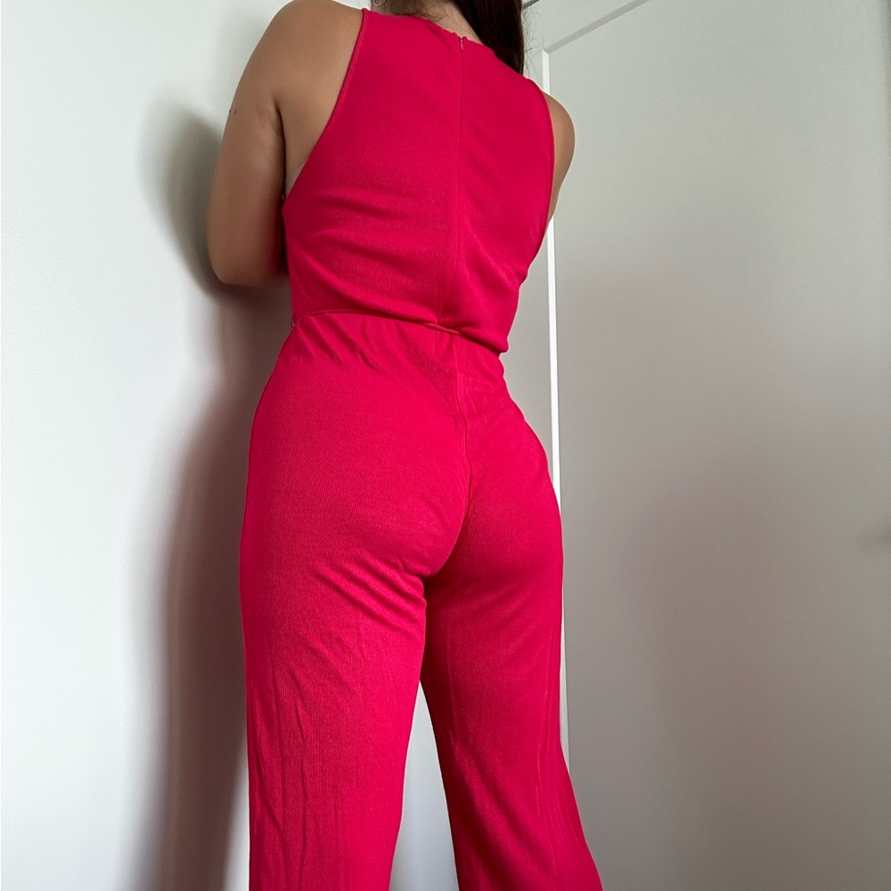 Pink Zara ribbed jumpsuit